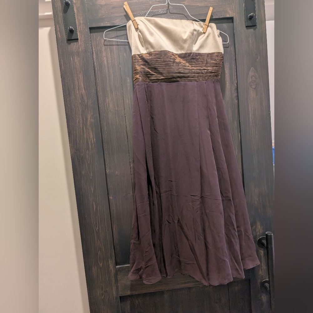 Laundry By Shelli Segal Strapless Cream and Brown Dress
